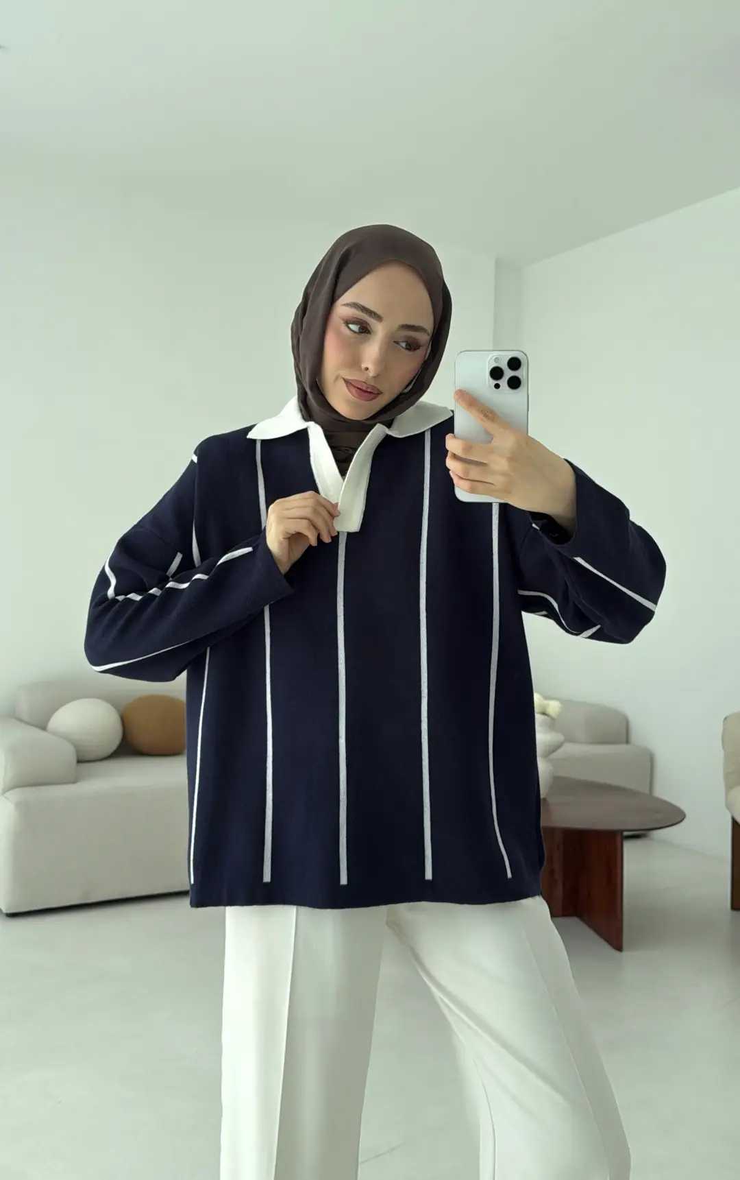 Lacivert-Kemik Polo Yaka Triko - Görsel 3