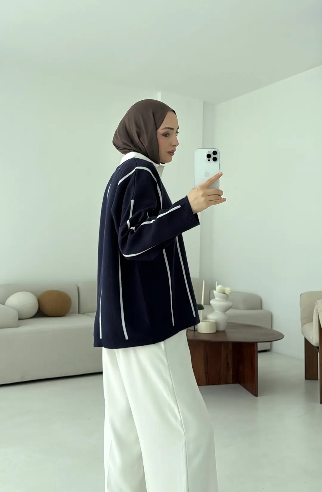 Lacivert-Kemik Polo Yaka Triko - Görsel 7