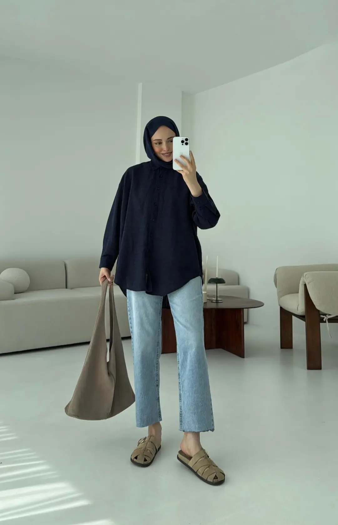 Lacivert Keten Gömlek