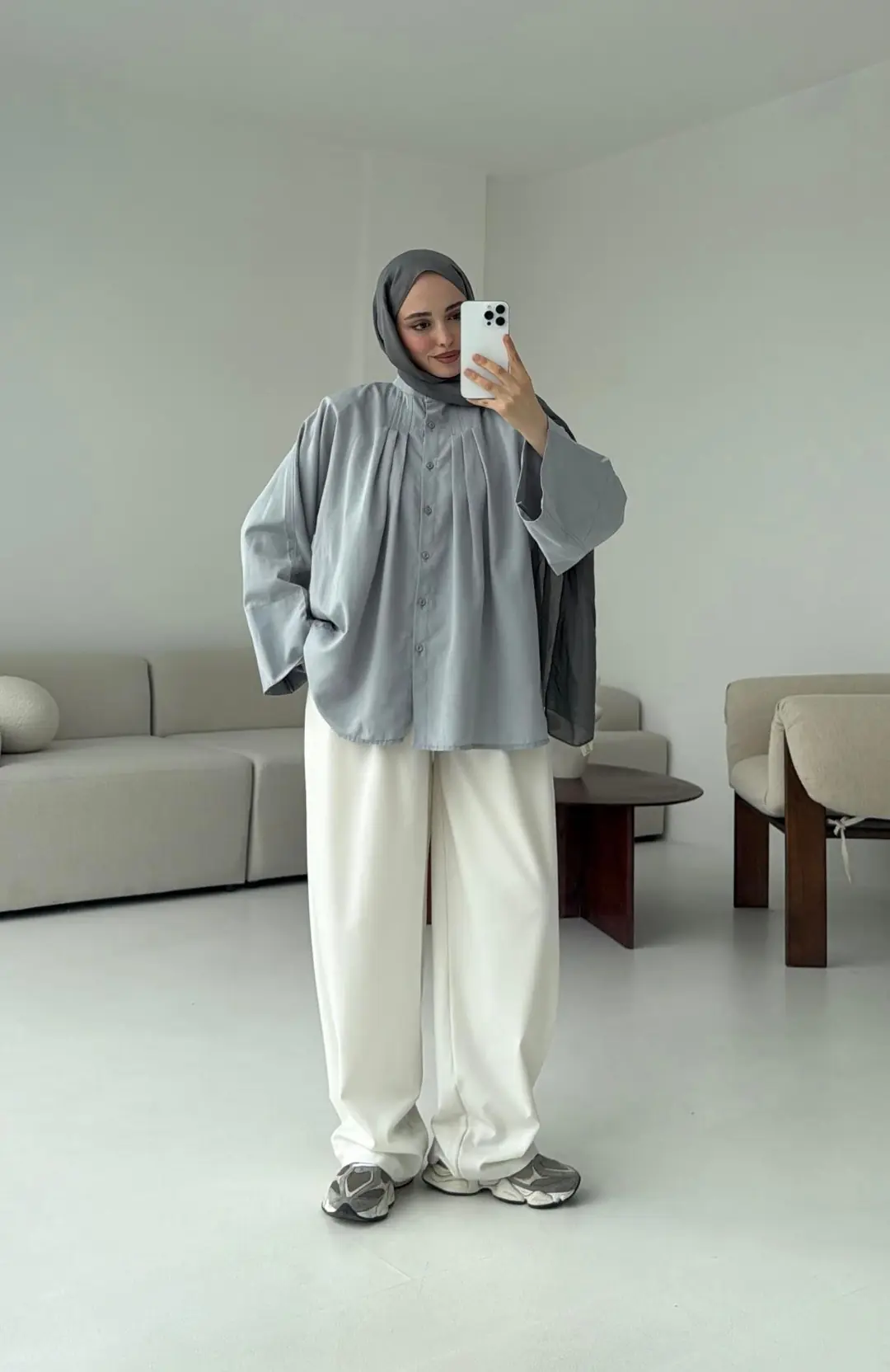 Lena Gömlek Gri - Görsel 2