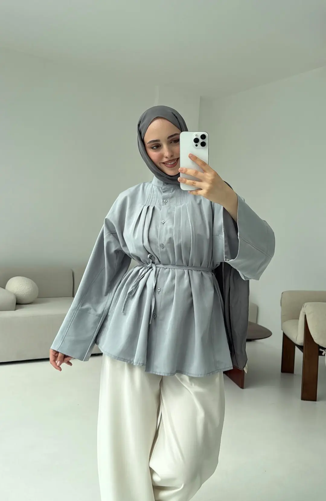 Lena Gömlek Gri - Görsel 7