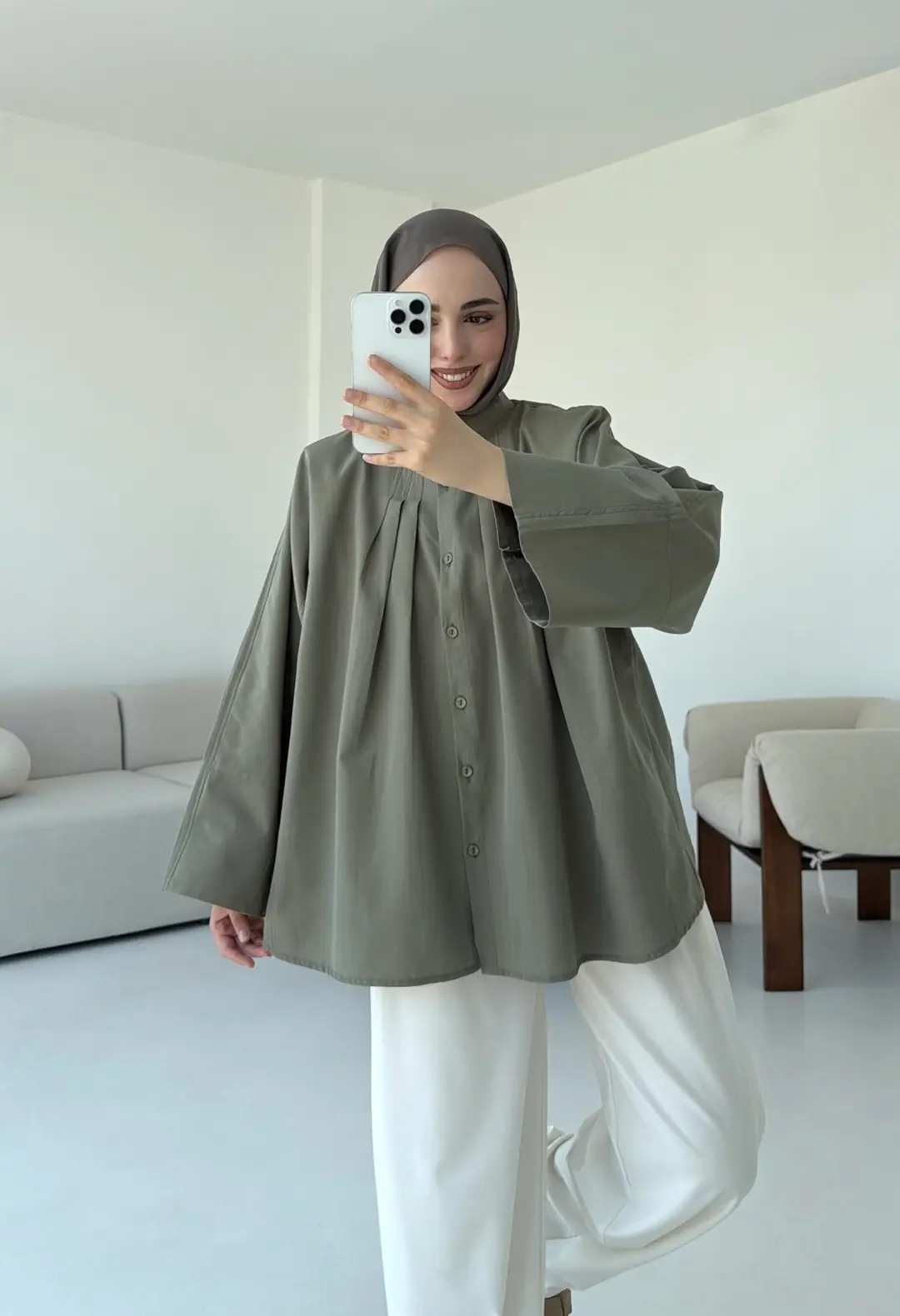 Lena Gömlek Haki - Görsel 6