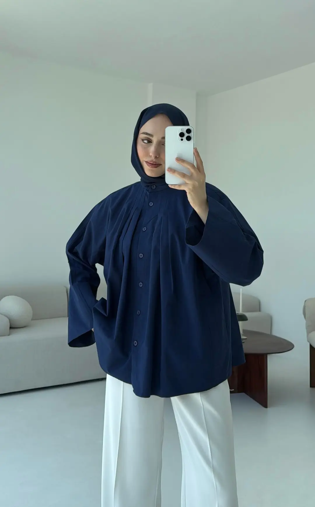 Lena Gömlek Lacivert - Görsel 4