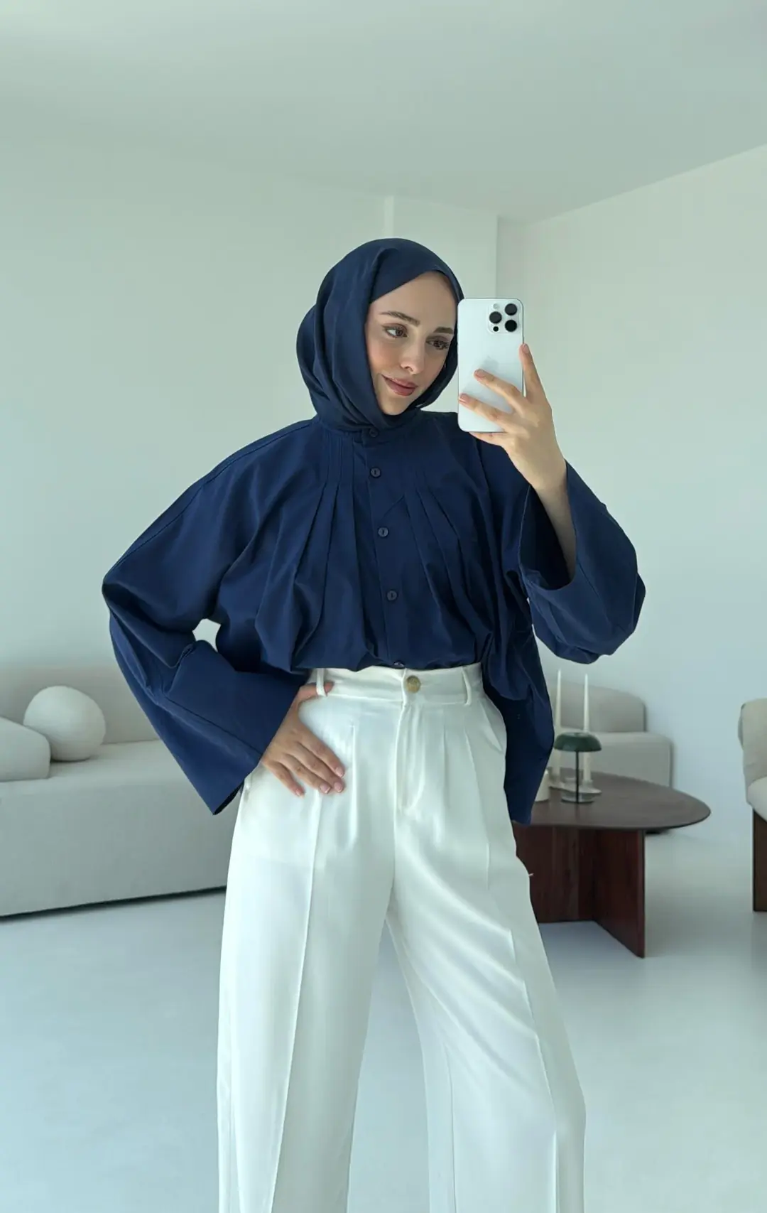 Lena Gömlek Lacivert - Görsel 8