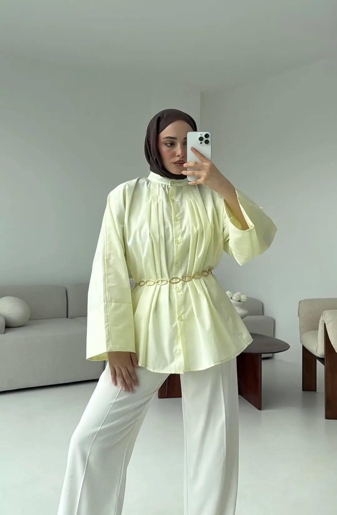 Lena Gömlek Sarı - Görsel 5