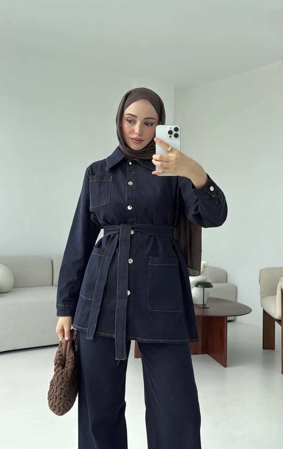 Likralı Denim Takım