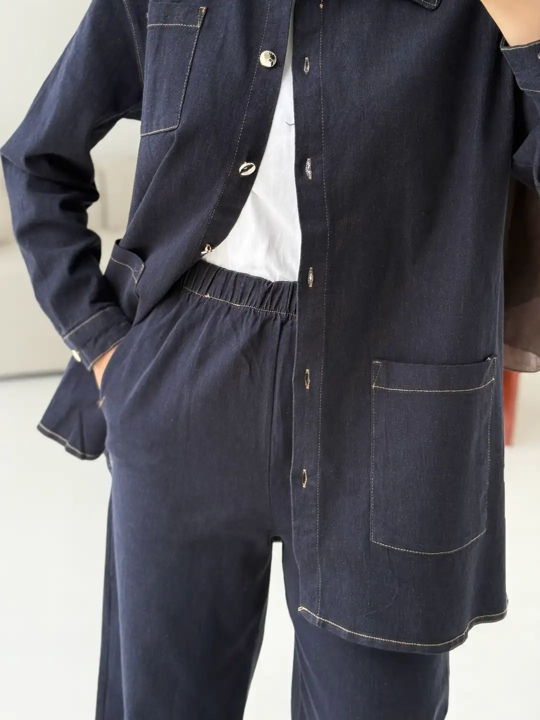 Likralı Denim Takım - Görsel 8