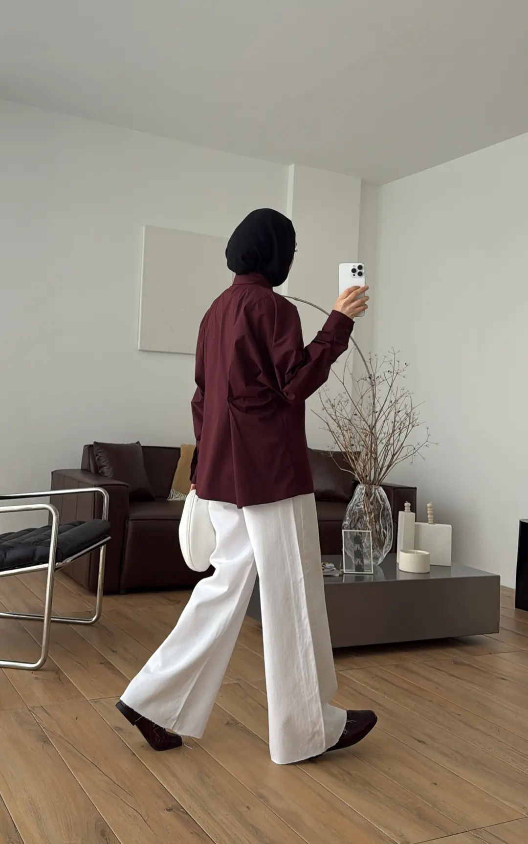 Likralı Reglan Kol Gömlek Bordo - Görsel 3