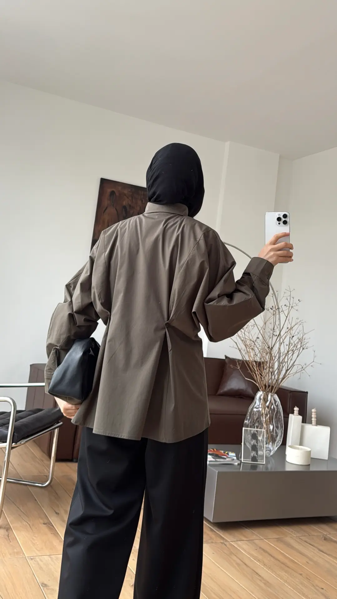 Likralı Reglan Kol Gömlek Haki - Görsel 3