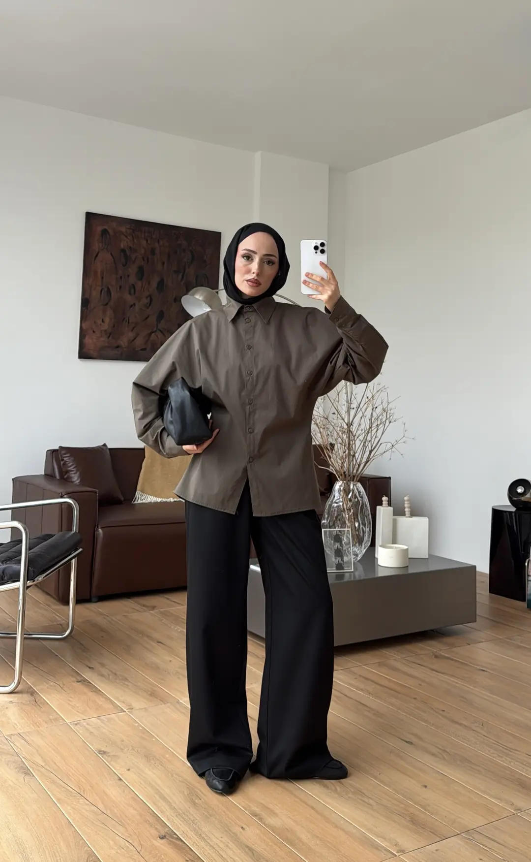 Likralı Reglan Kol Gömlek Haki - Görsel 5