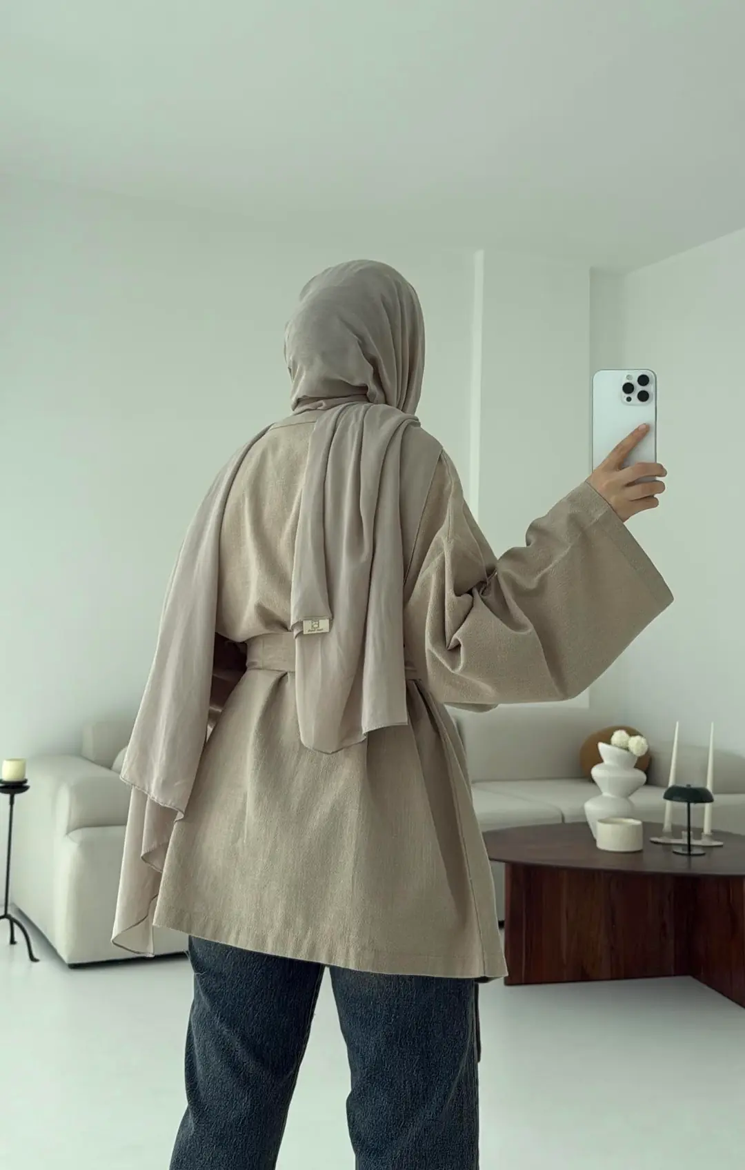 Linen Düğmeli Kimono Vizon