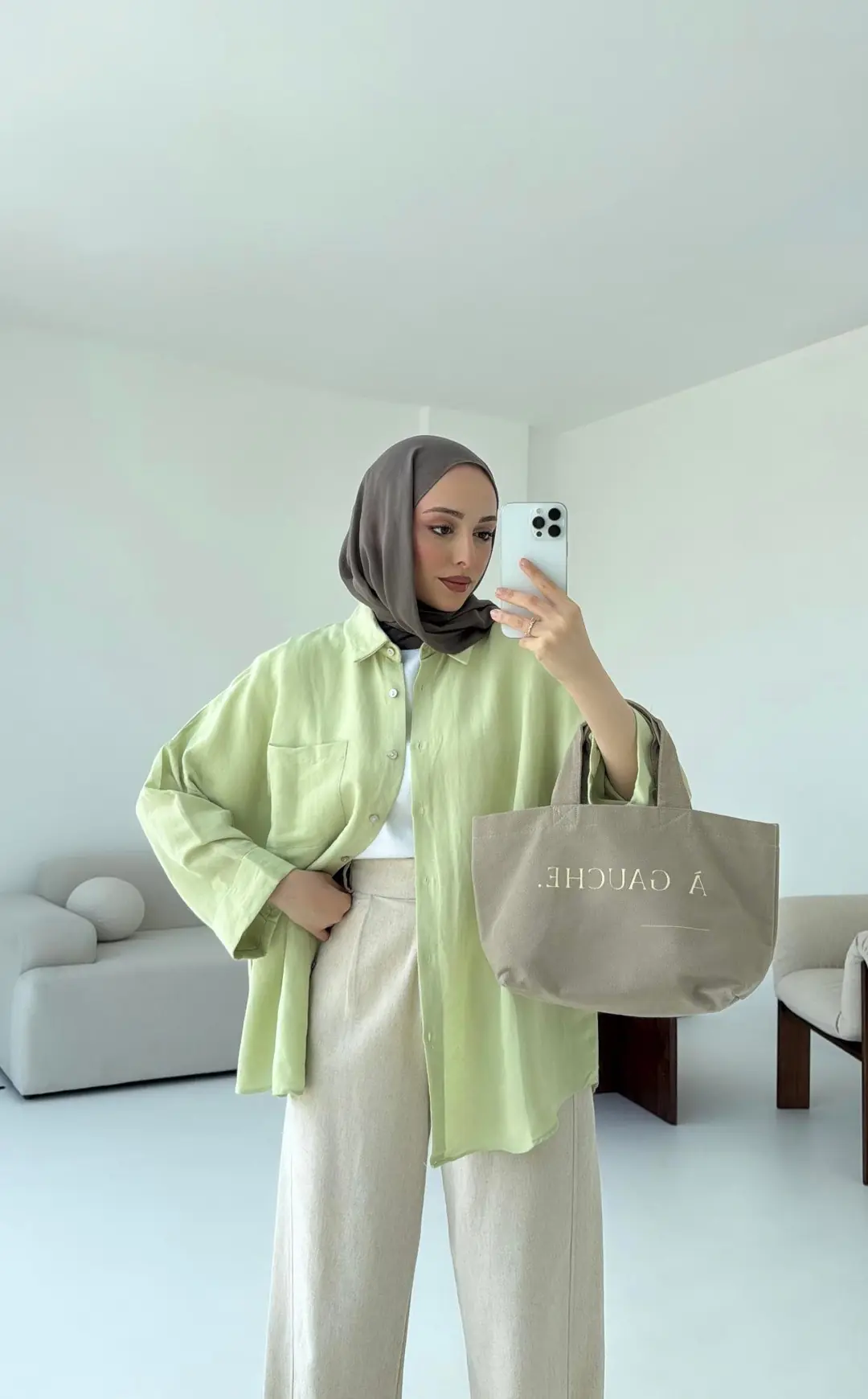 Linen Oversize Gömlek Lime