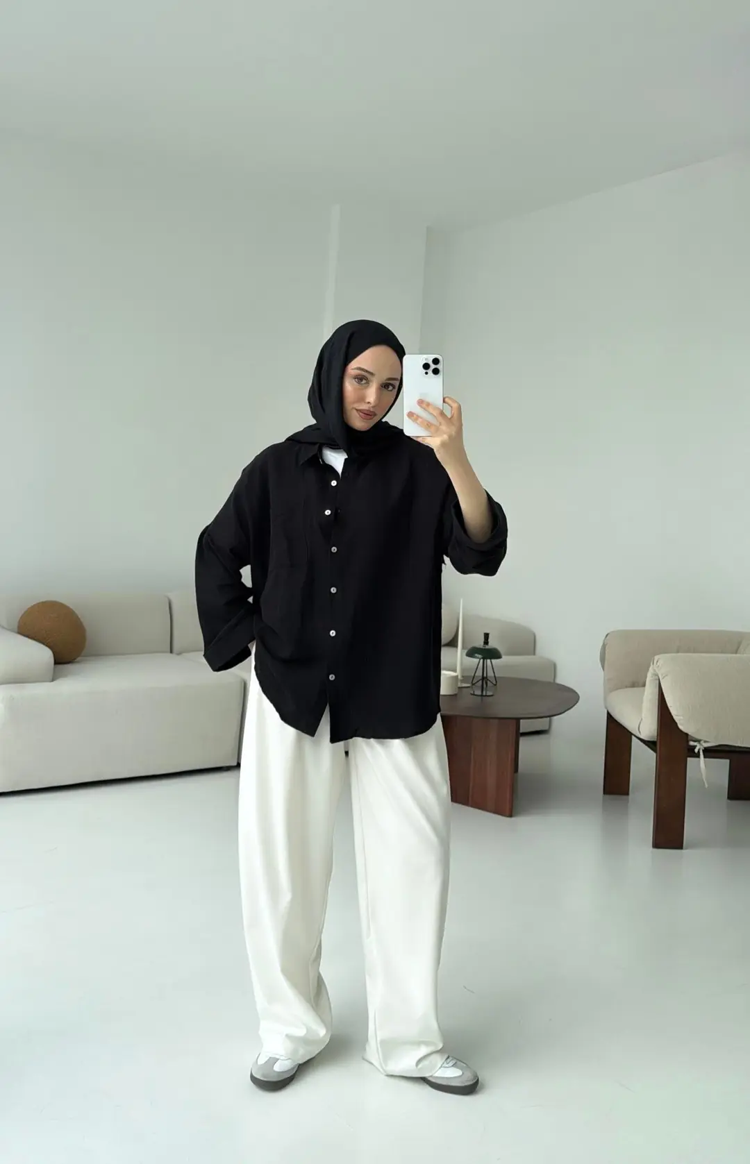 Linen Oversize Gömlek Siyah