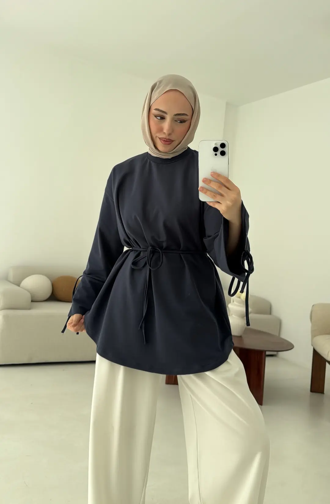 Manşeti Yırtmaçlı Sweat Antrasit - Görsel 3