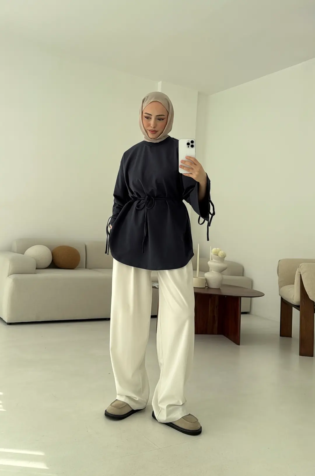 Manşeti Yırtmaçlı Sweat Antrasit - Görsel 8