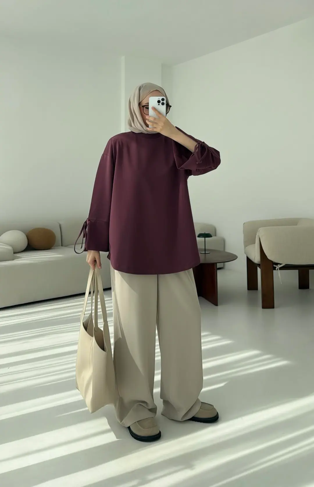 Manşeti Yırtmaçlı Sweat Gül Kurusu - Görsel 2