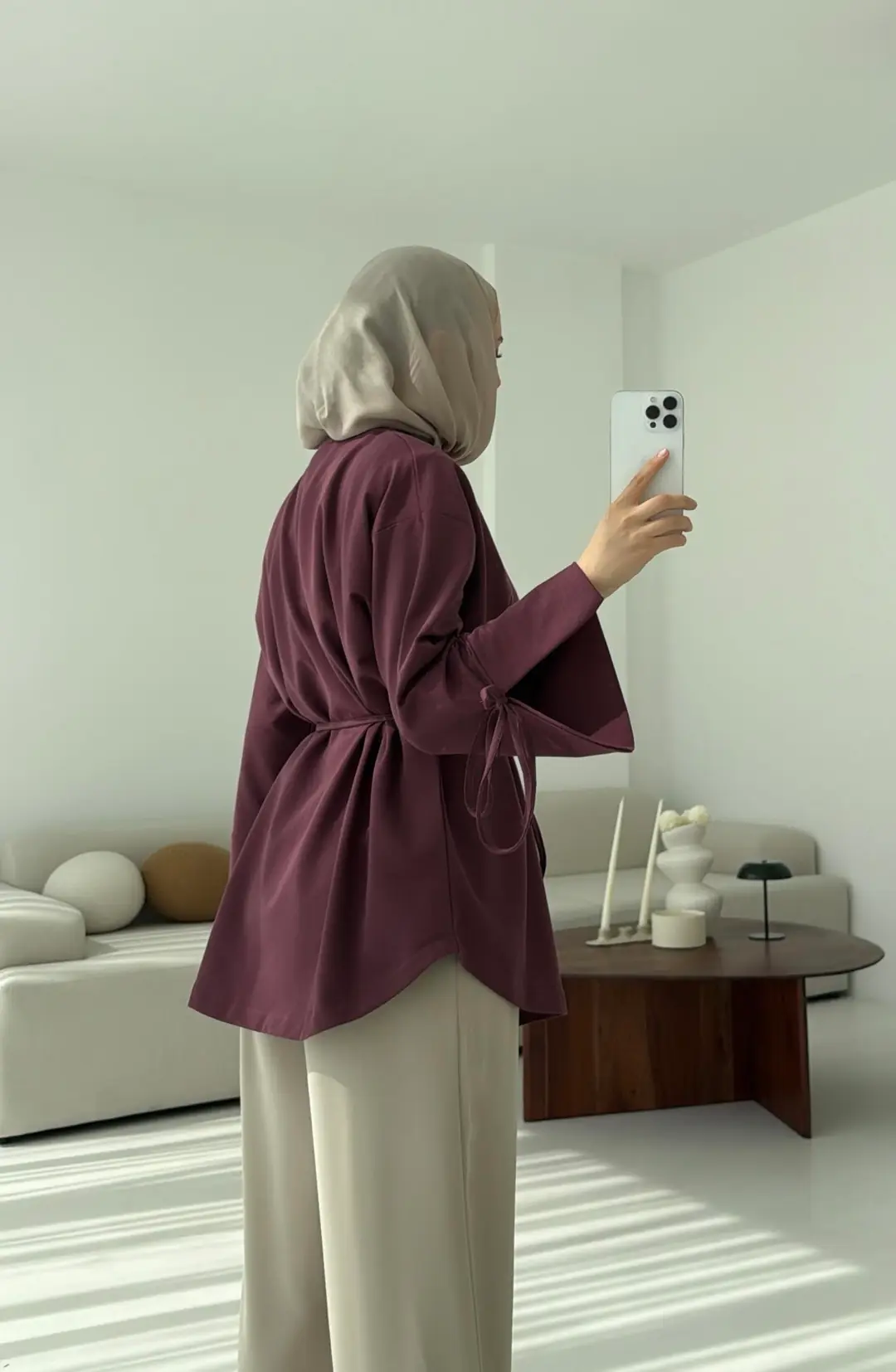 Manşeti Yırtmaçlı Sweat Gül Kurusu - Görsel 4