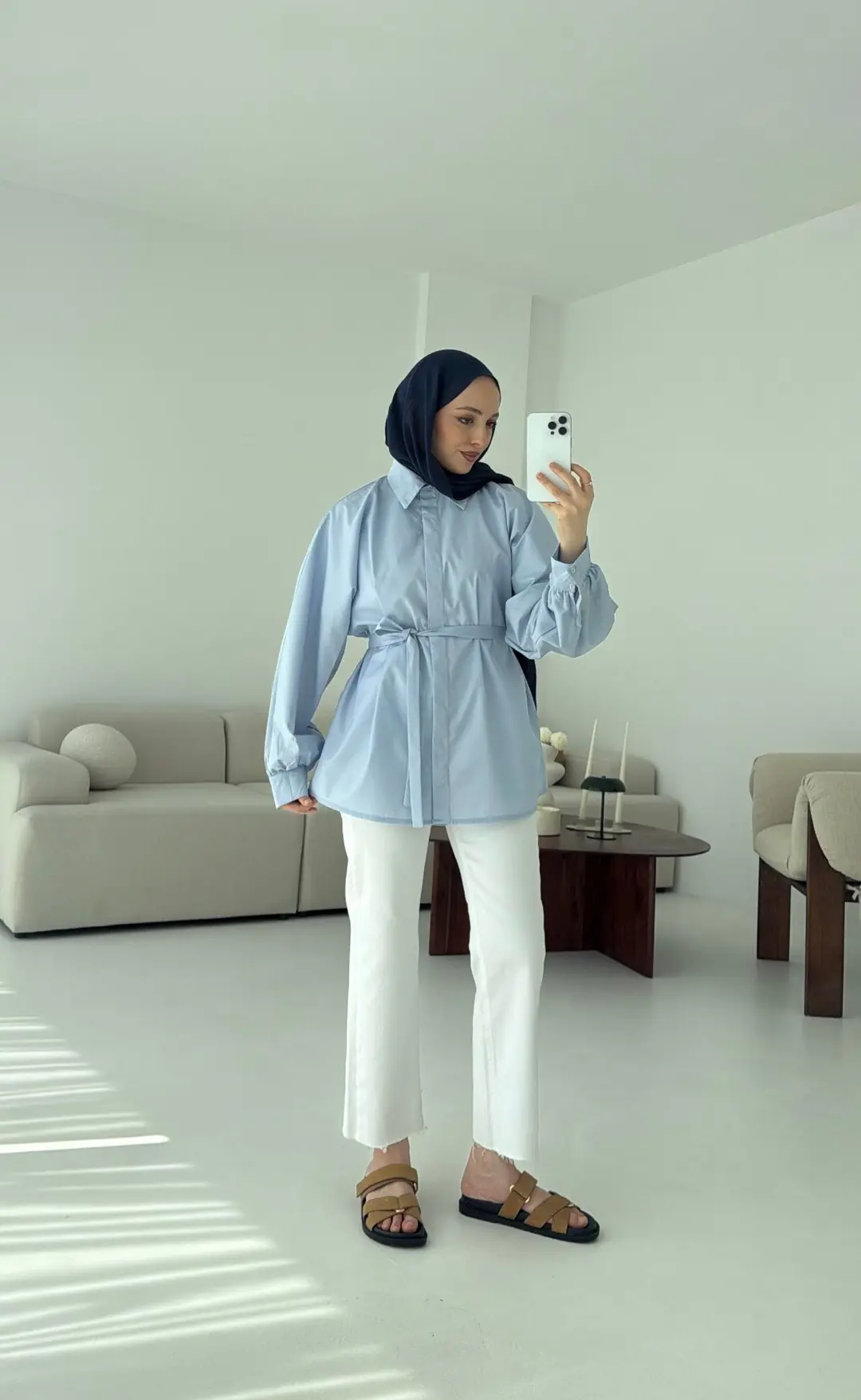 Mavi Balon Kol Bağlamalı Gömlek - Görsel 3