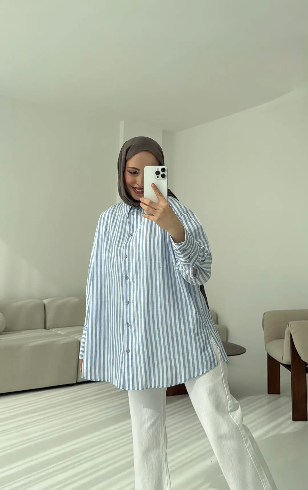 Mavi/beyaz Çizgili Gömlek