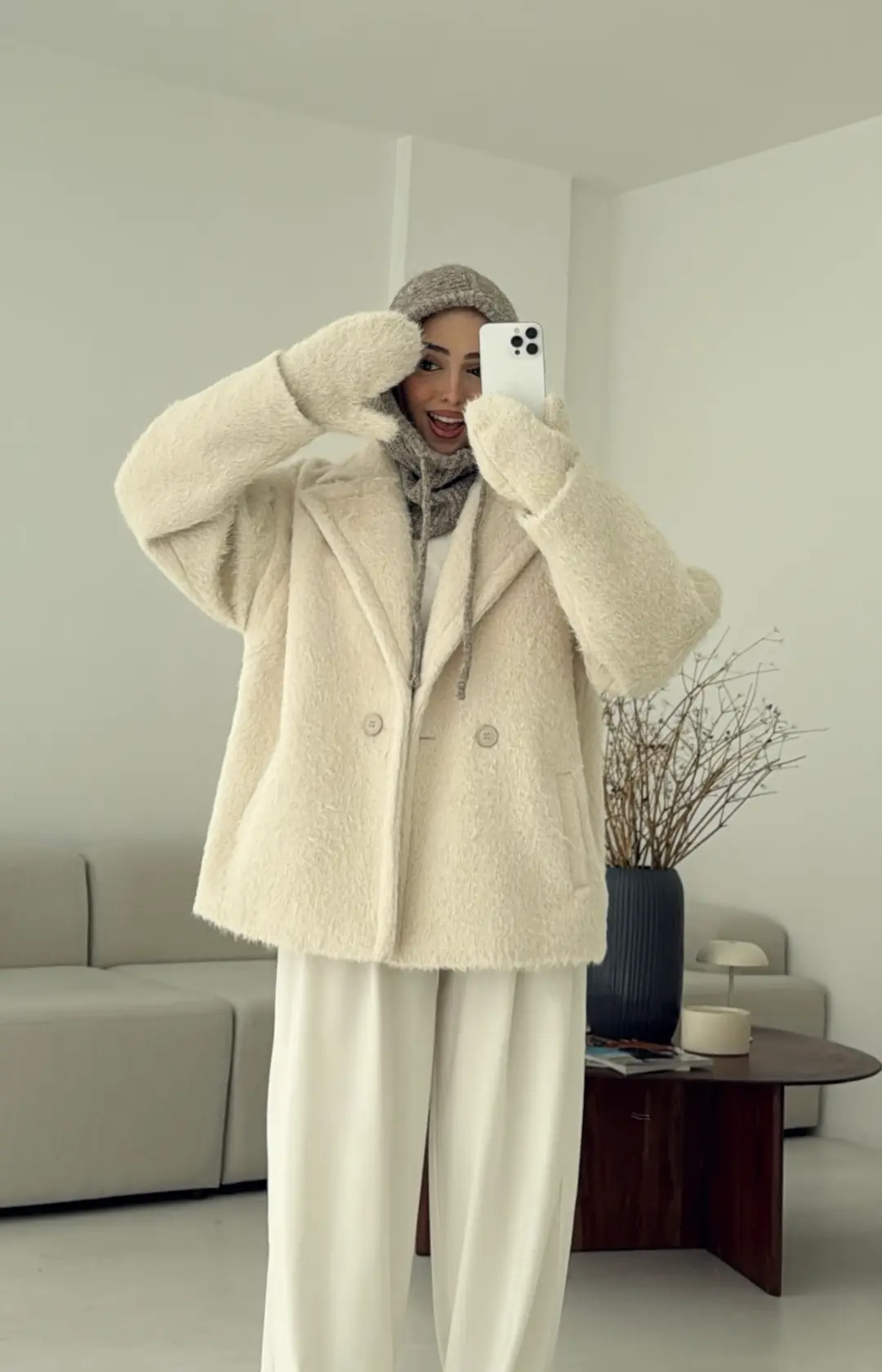 Maxmara Eldivenli Kaban Bej - Görsel 7