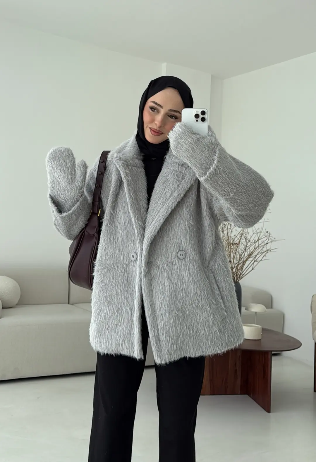 Maxmara Eldivenli Kaban Gri