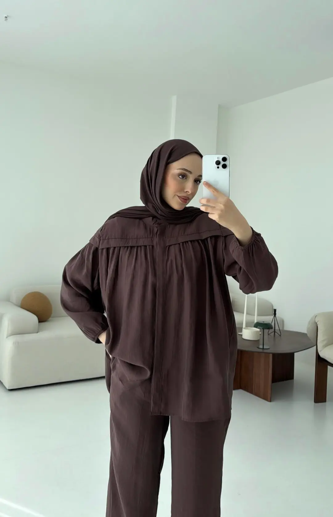 Metal Tokalı Kemerli Takım Kahve - Görsel 5