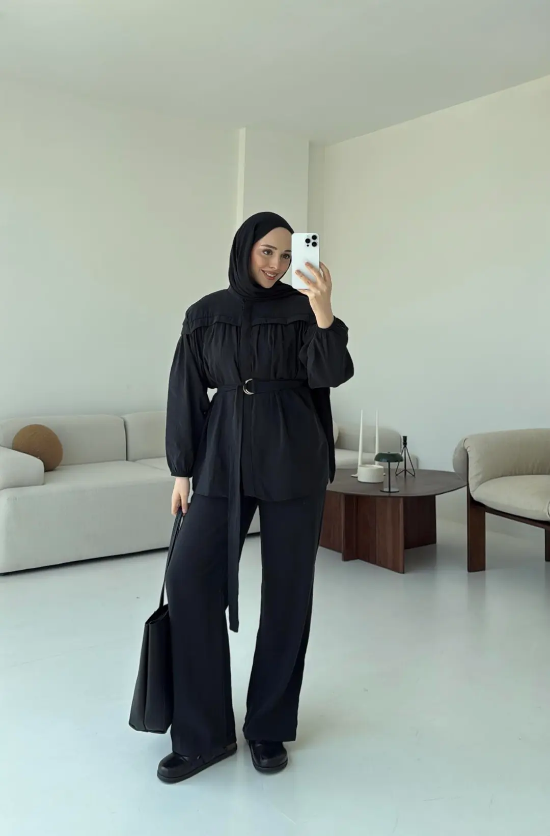 Metal Tokalı Kemerli Takım Siyah - Görsel 7