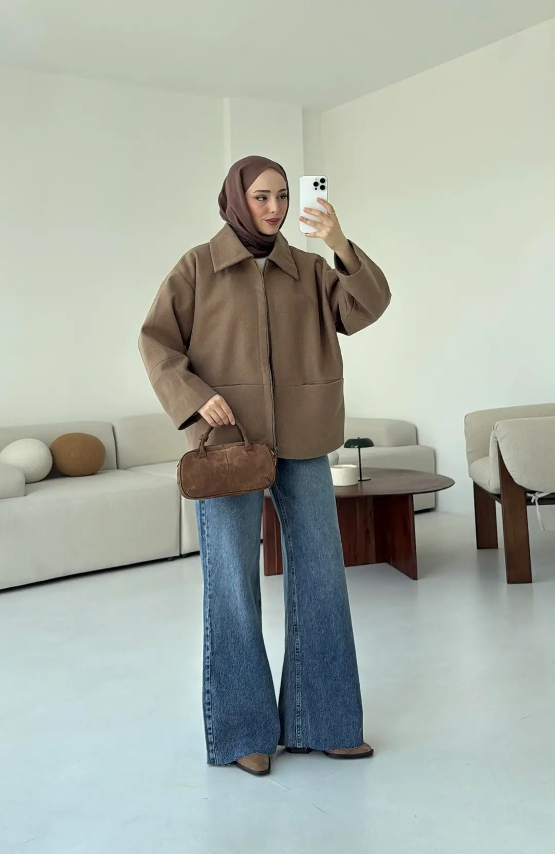 Mevsimlik Kaşe Ceket Camel - Görsel 2