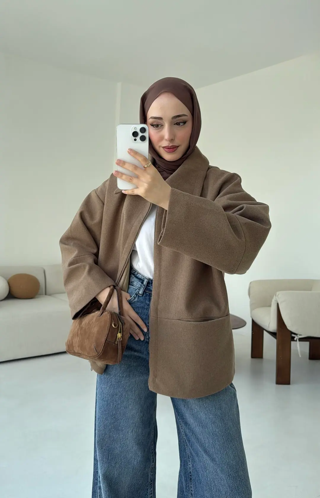 Mevsimlik Kaşe Ceket Camel - Görsel 7