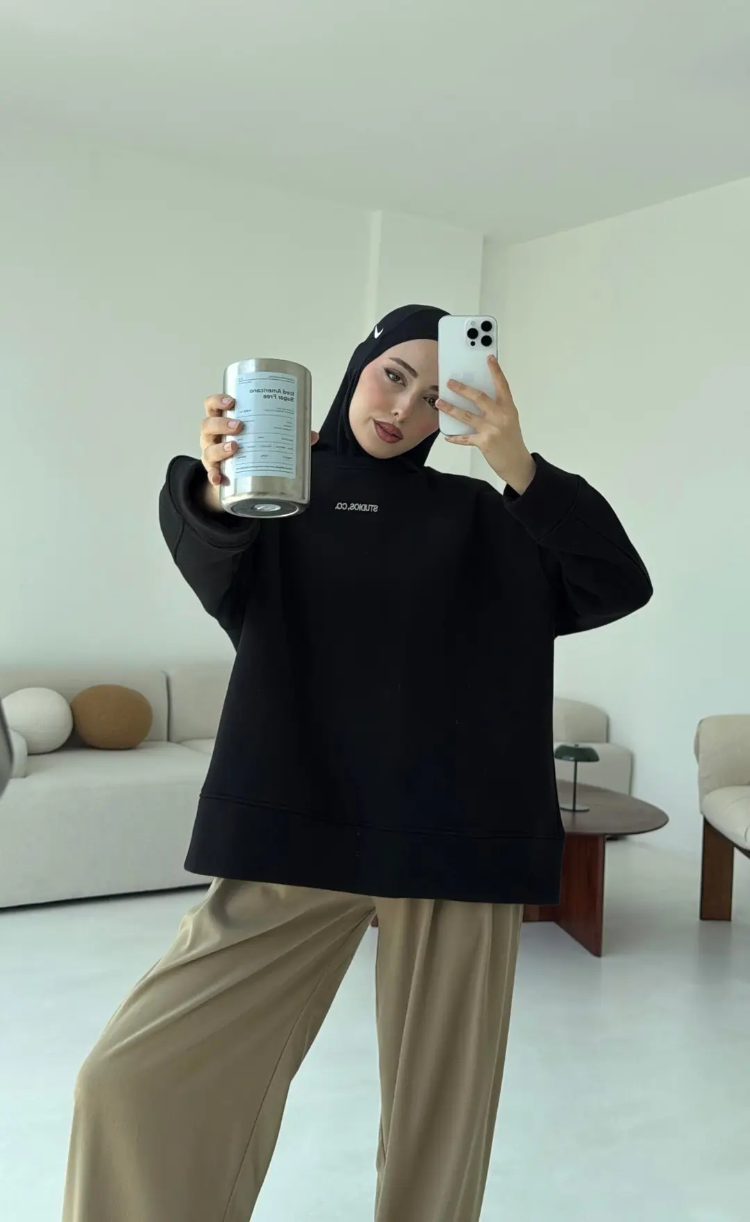 Minimal Baskılı Oversize Sweat Siyah - Görsel 5
