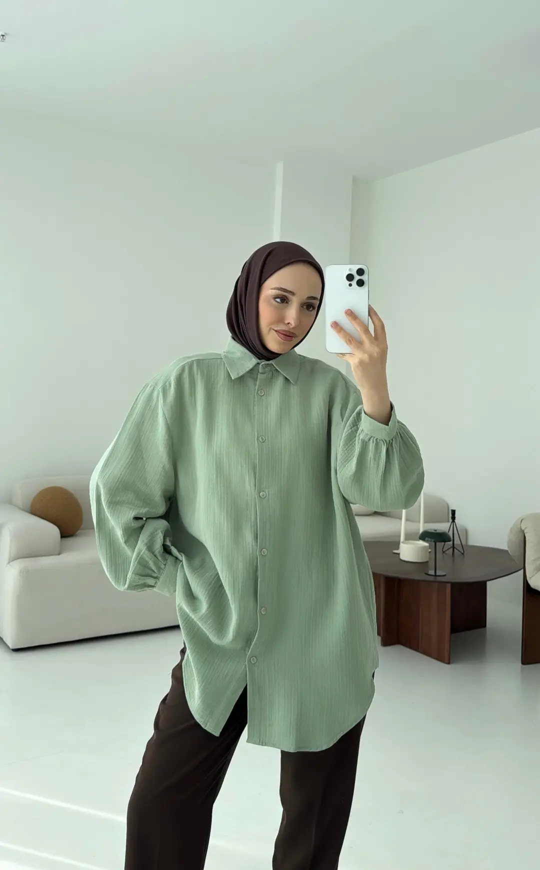 Mint Müslin Gömlek - Görsel 5