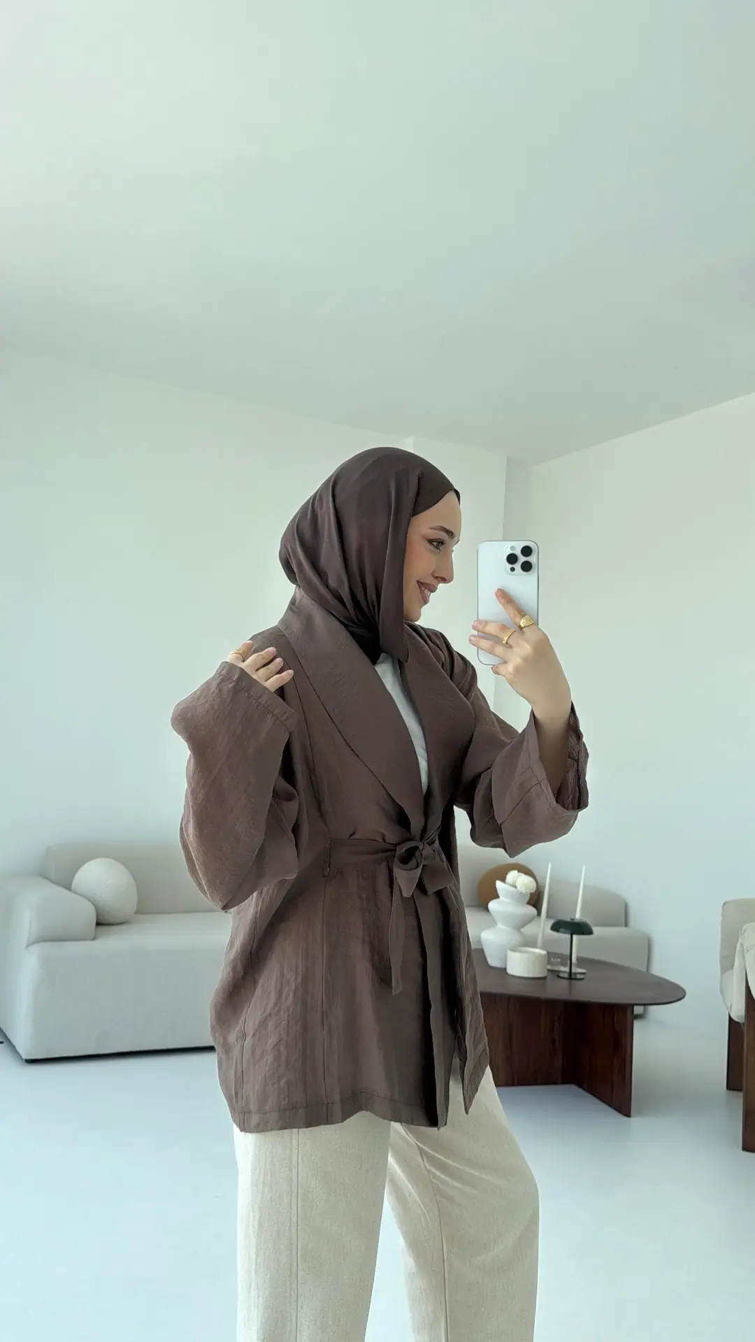 Model Yazlık Kimono Kahve - Görsel 2