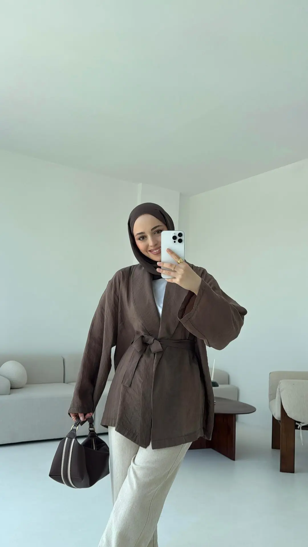 Model Yazlık Kimono Kahve - Görsel 4