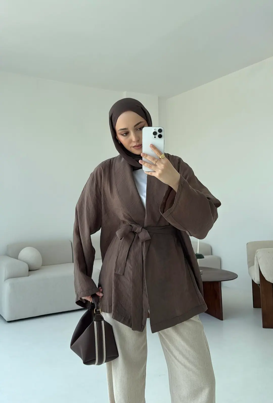 Model Yazlık Kimono Kahve - Görsel 5