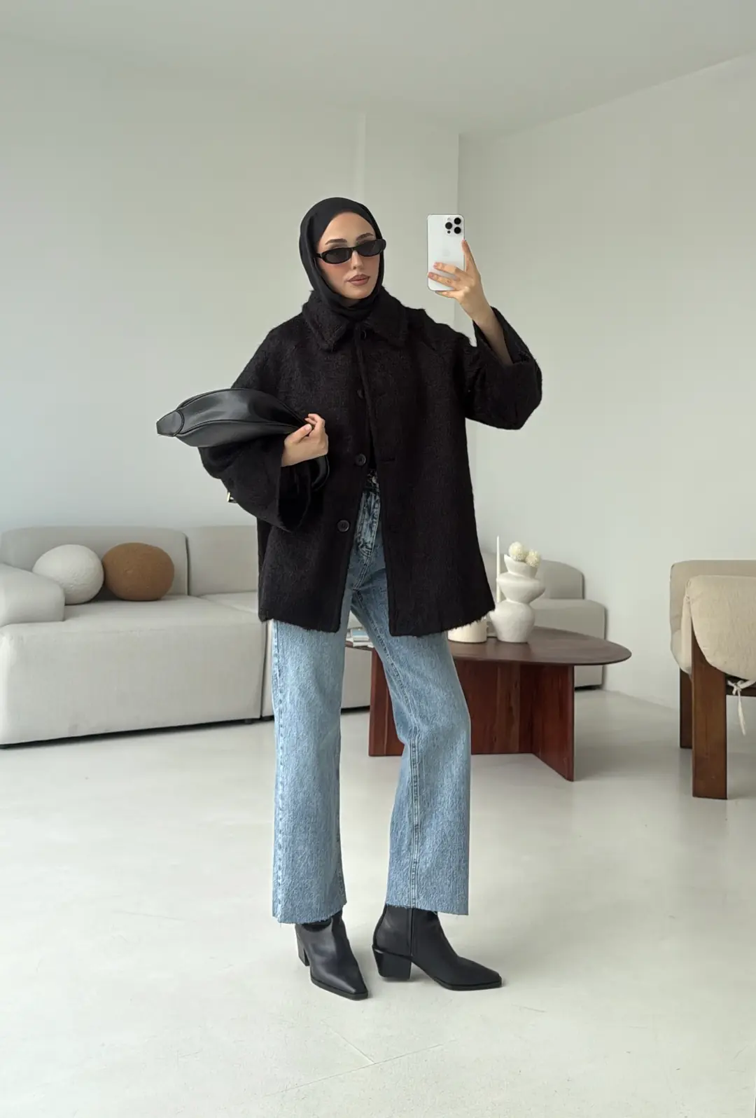 Mohair Reglan Kol Kaban Siyah - Görsel 7