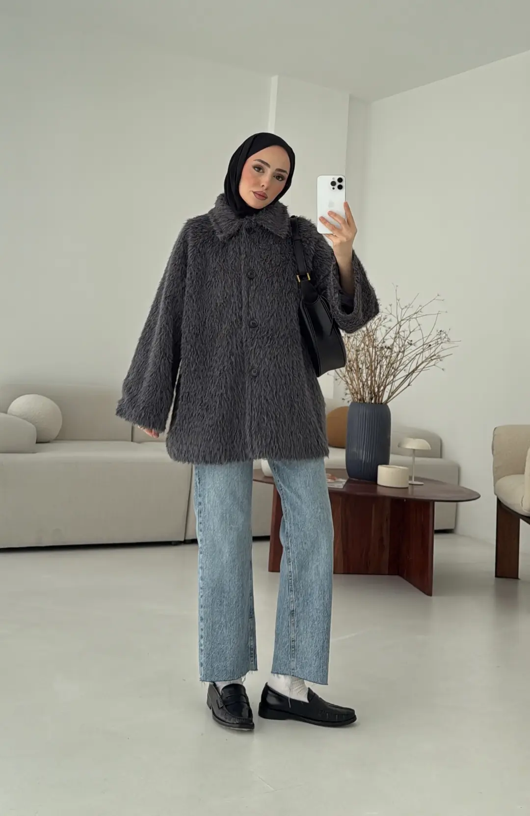 Mohair Reglan Kol Kaban Antrasit - Görsel 4