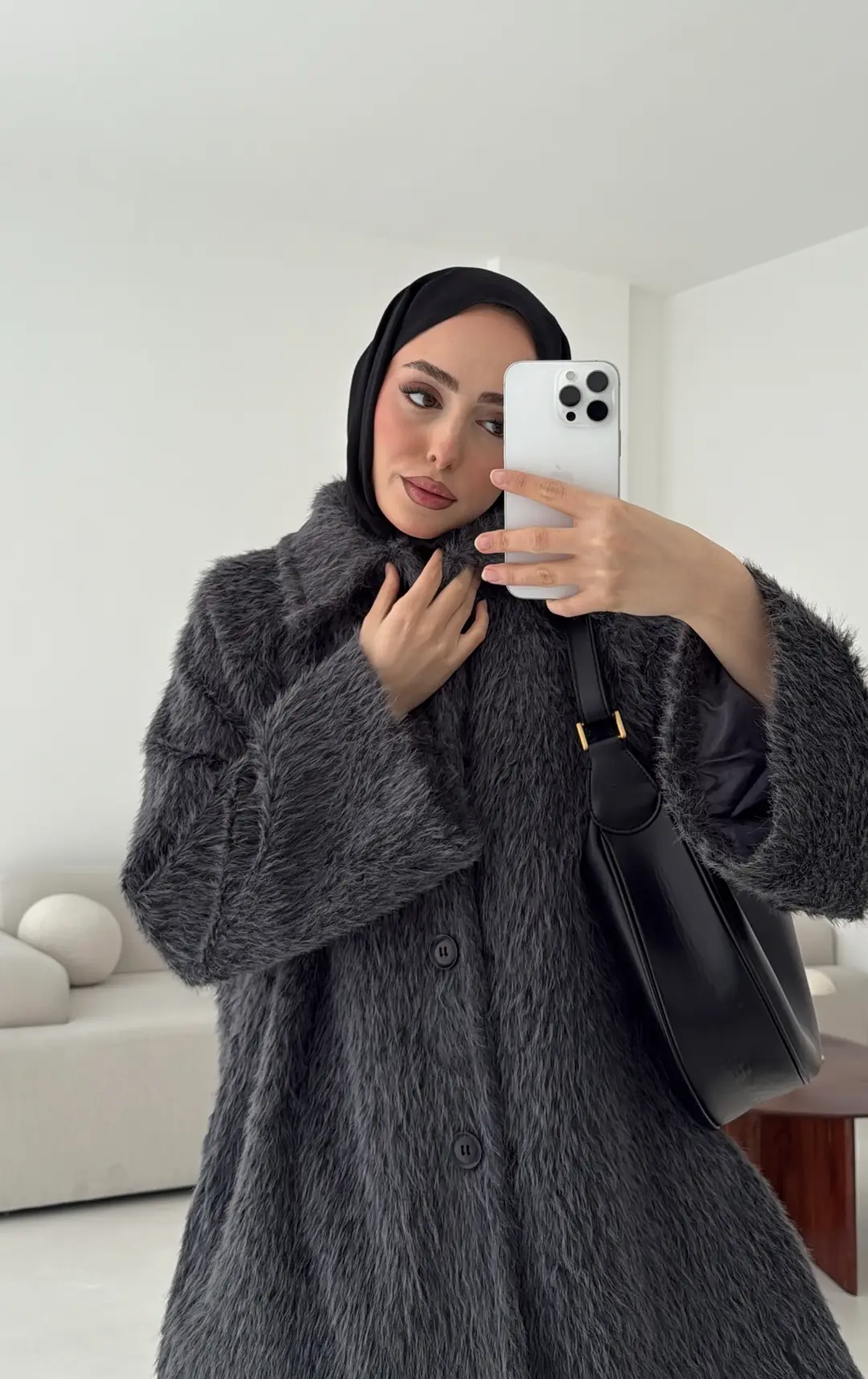 Mohair Reglan Kol Kaban Antrasit - Görsel 5