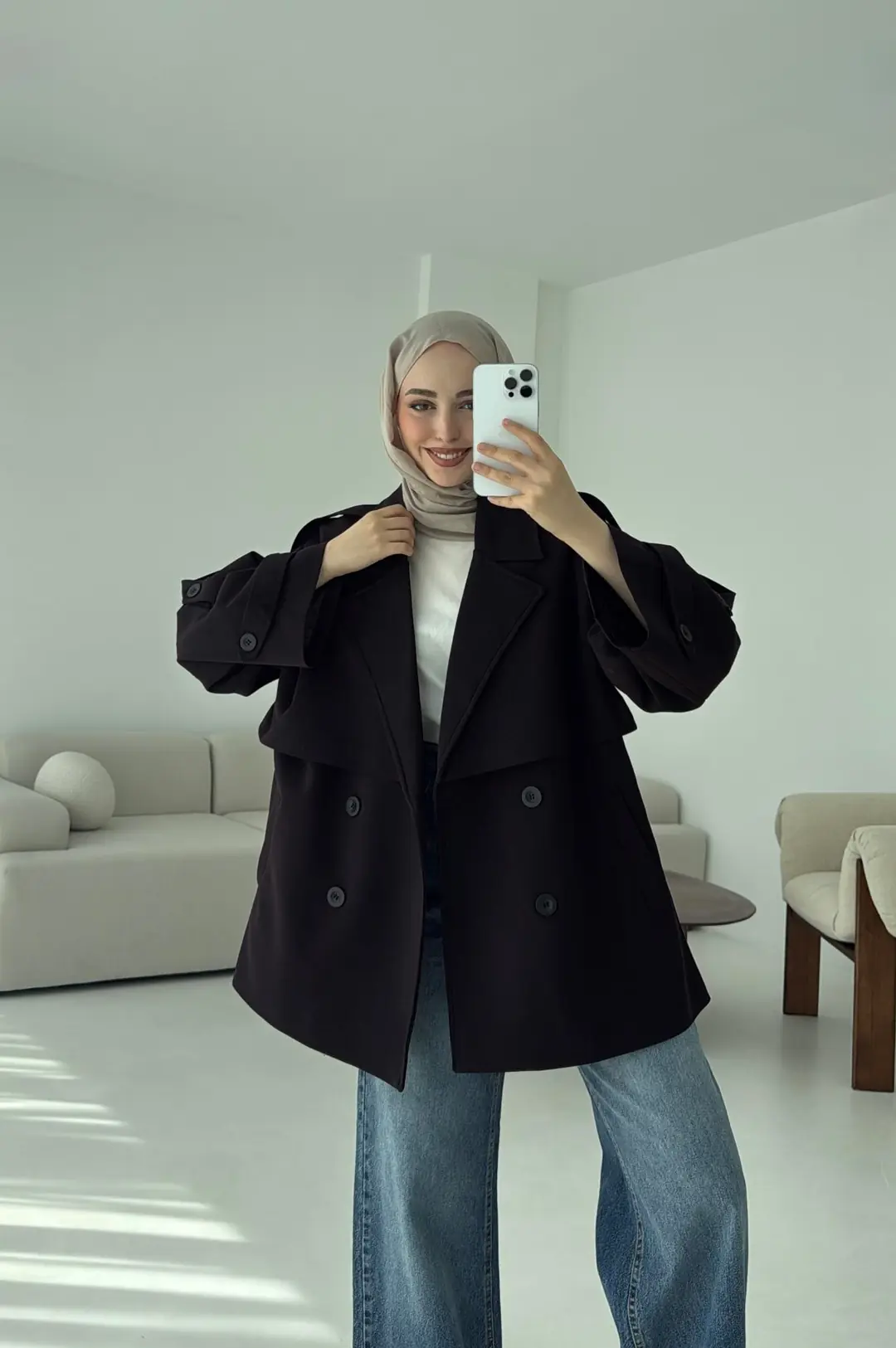 Mürdüm Bağlamalı Trençkot - Görsel 2