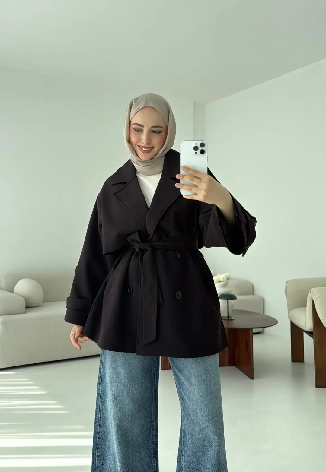 Mürdüm Bağlamalı Trençkot - Görsel 3