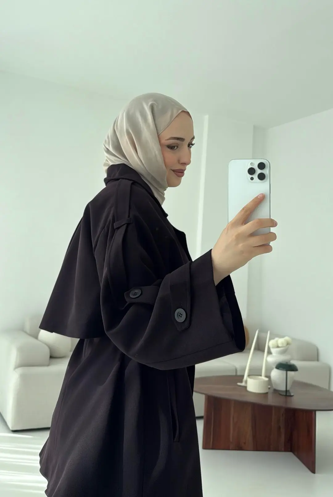 Mürdüm Bağlamalı Trençkot - Görsel 4