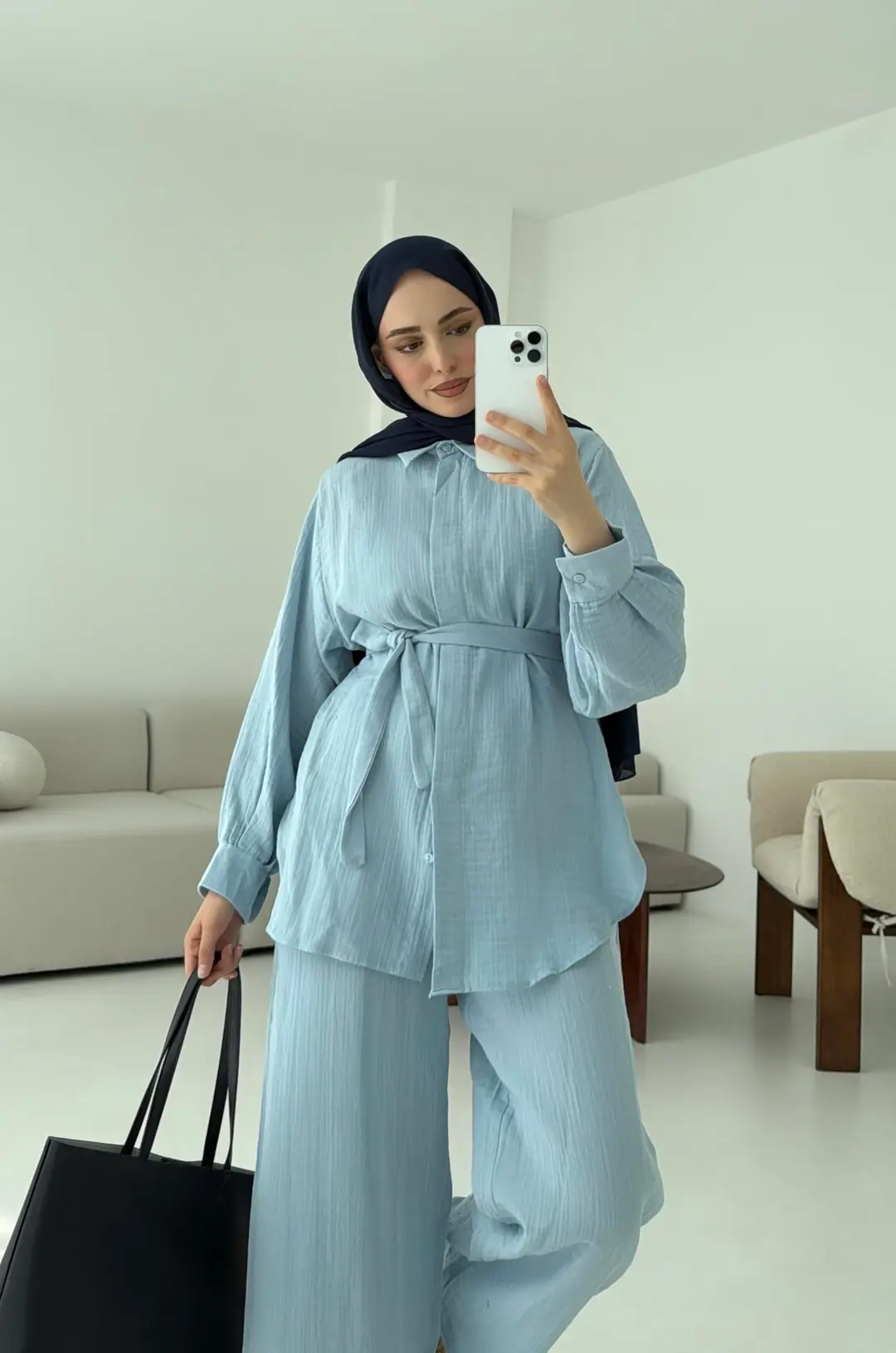 Müslin Gömleklİ Takım Bebe Mavi - Görsel 5