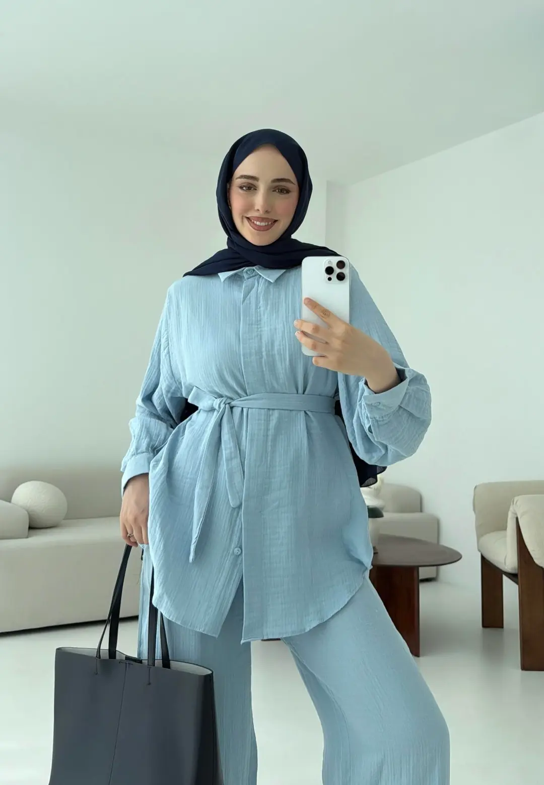 Müslin Gömleklİ Takım Bebe Mavi - Görsel 6