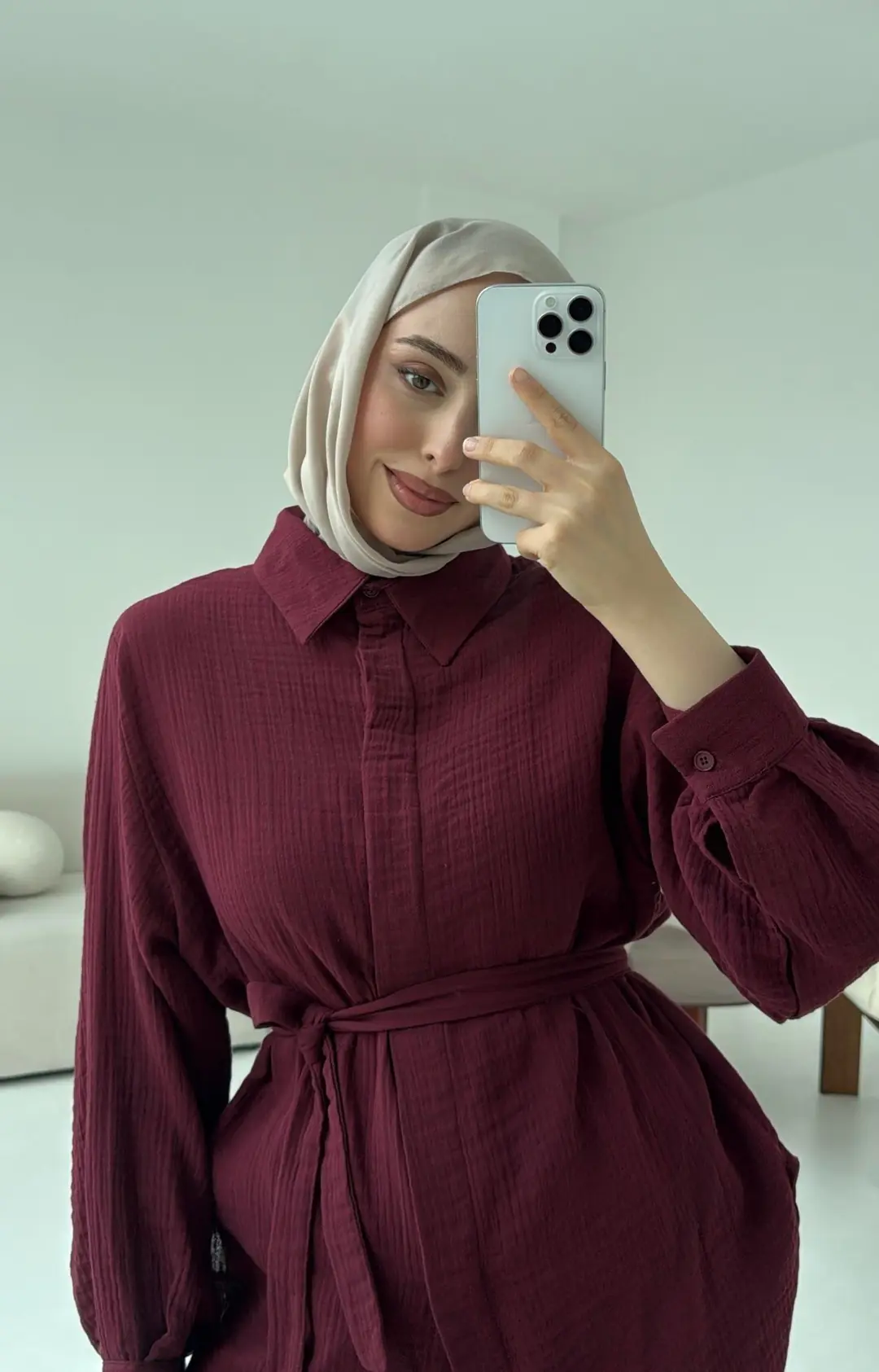 Müslin Gömleklİ Takım Bordo