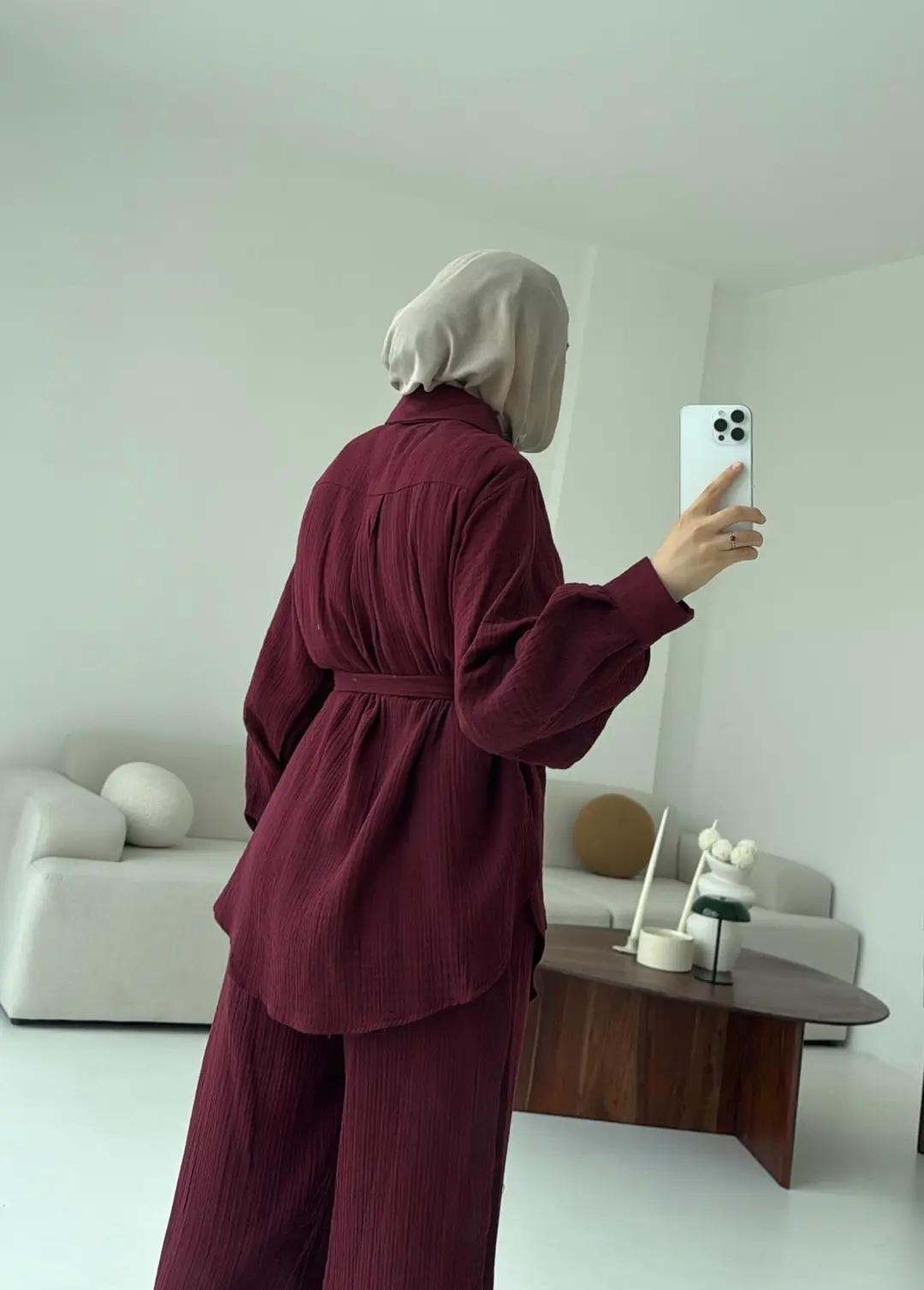 Müslin Gömleklİ Takım Bordo - Görsel 3