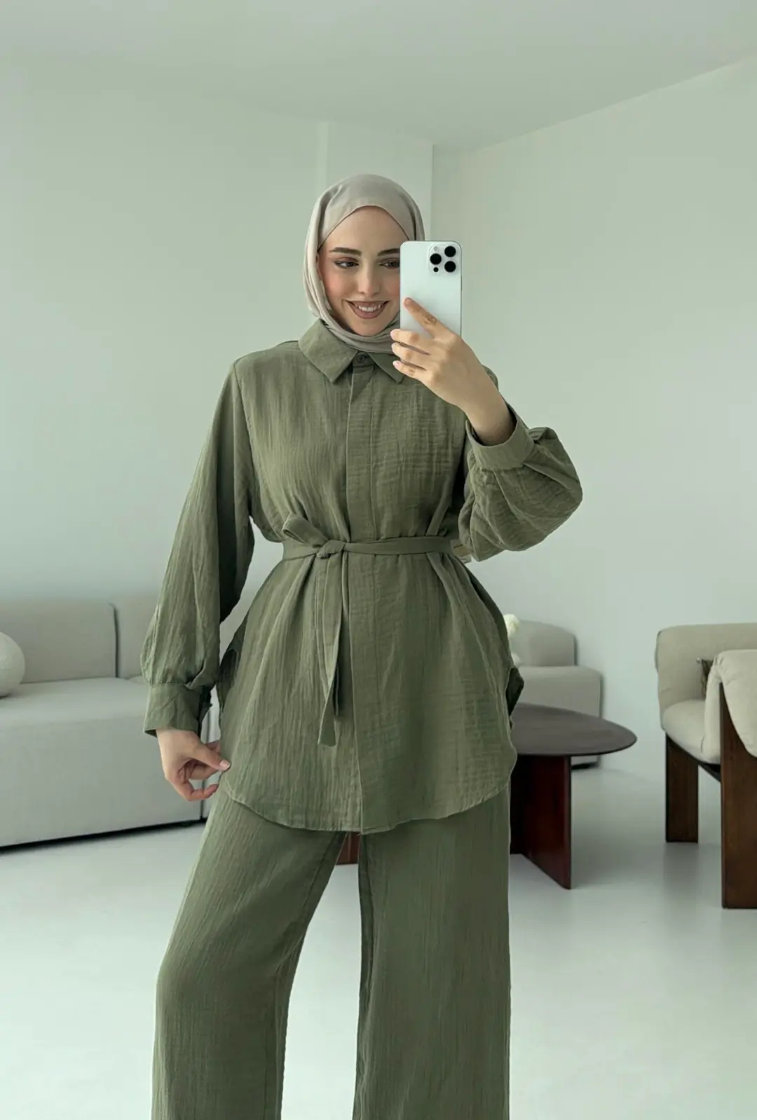 Müslin Gömleklİ Takım Haki - Görsel 2