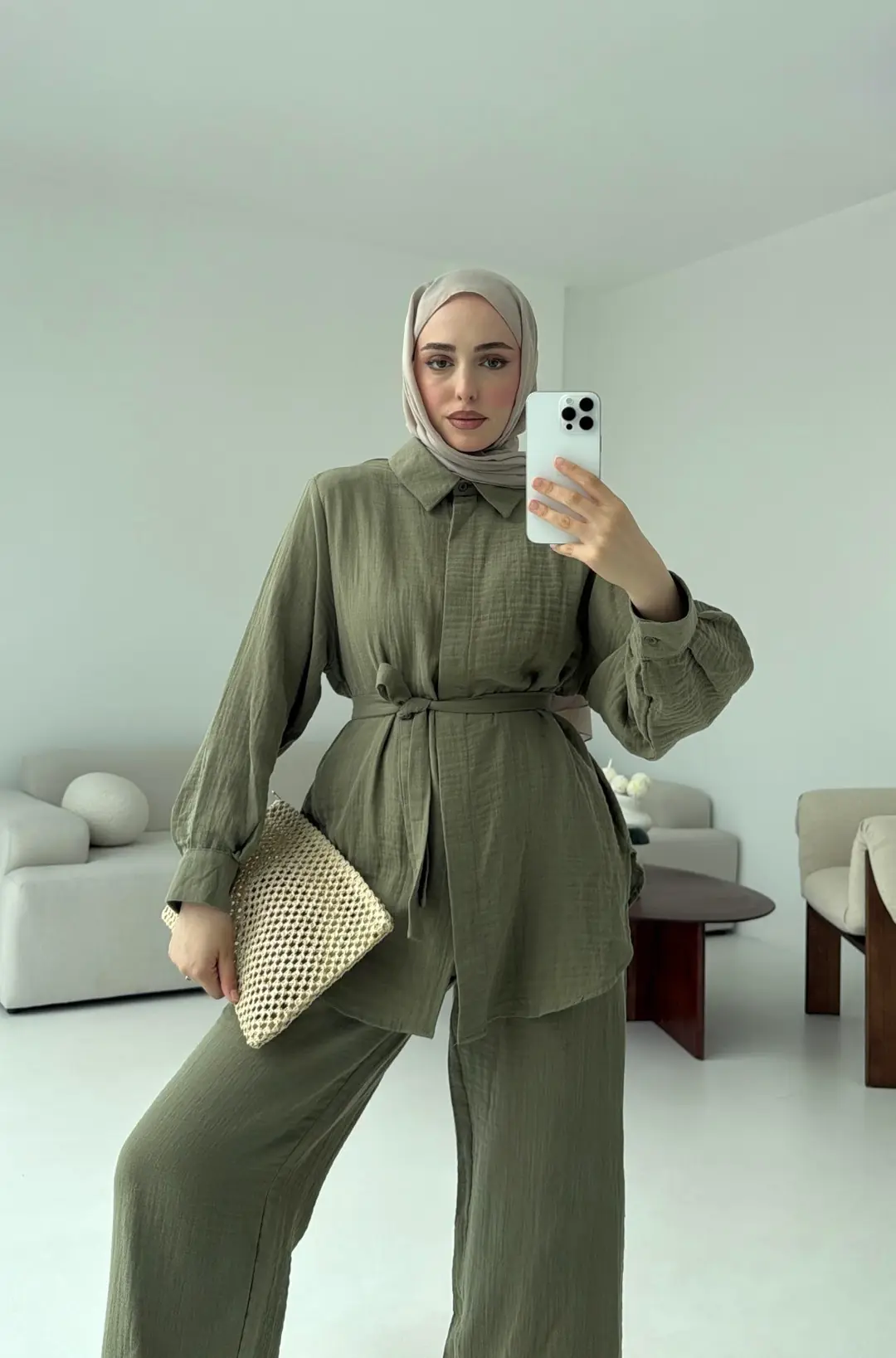 Müslin Gömleklİ Takım Haki - Görsel 6