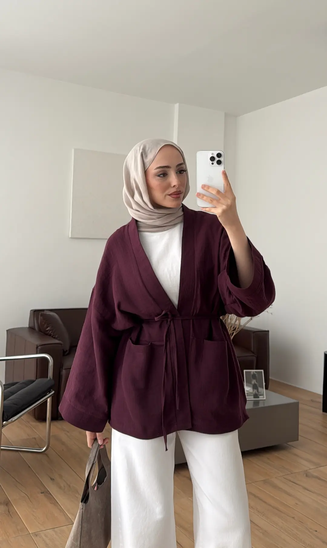 Müslin Kimono Bordo - Görsel 7