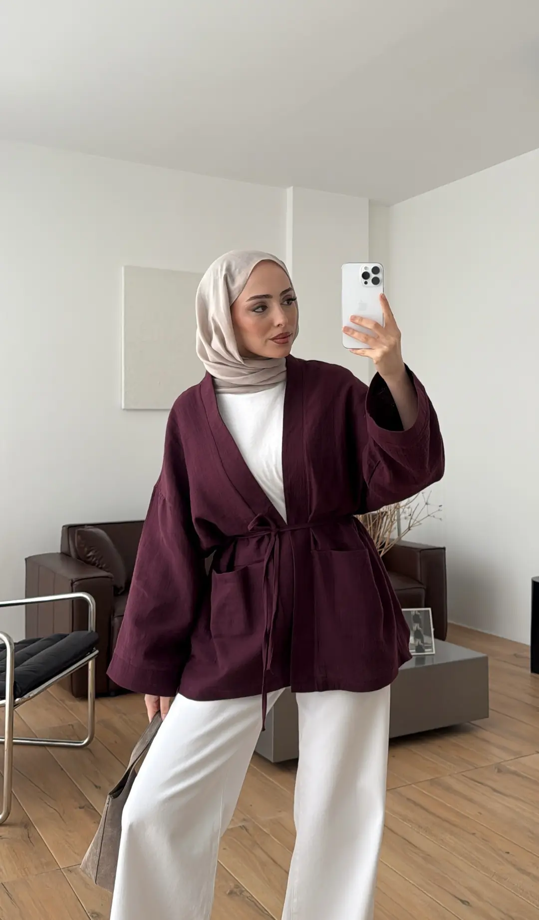 Müslin Kimono Bordo - Görsel 9