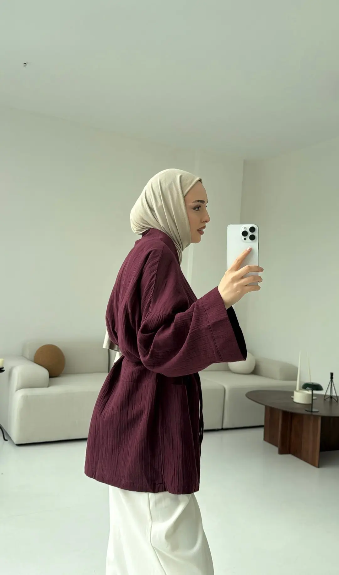 Müslin Kimono Bordo - Görsel 4