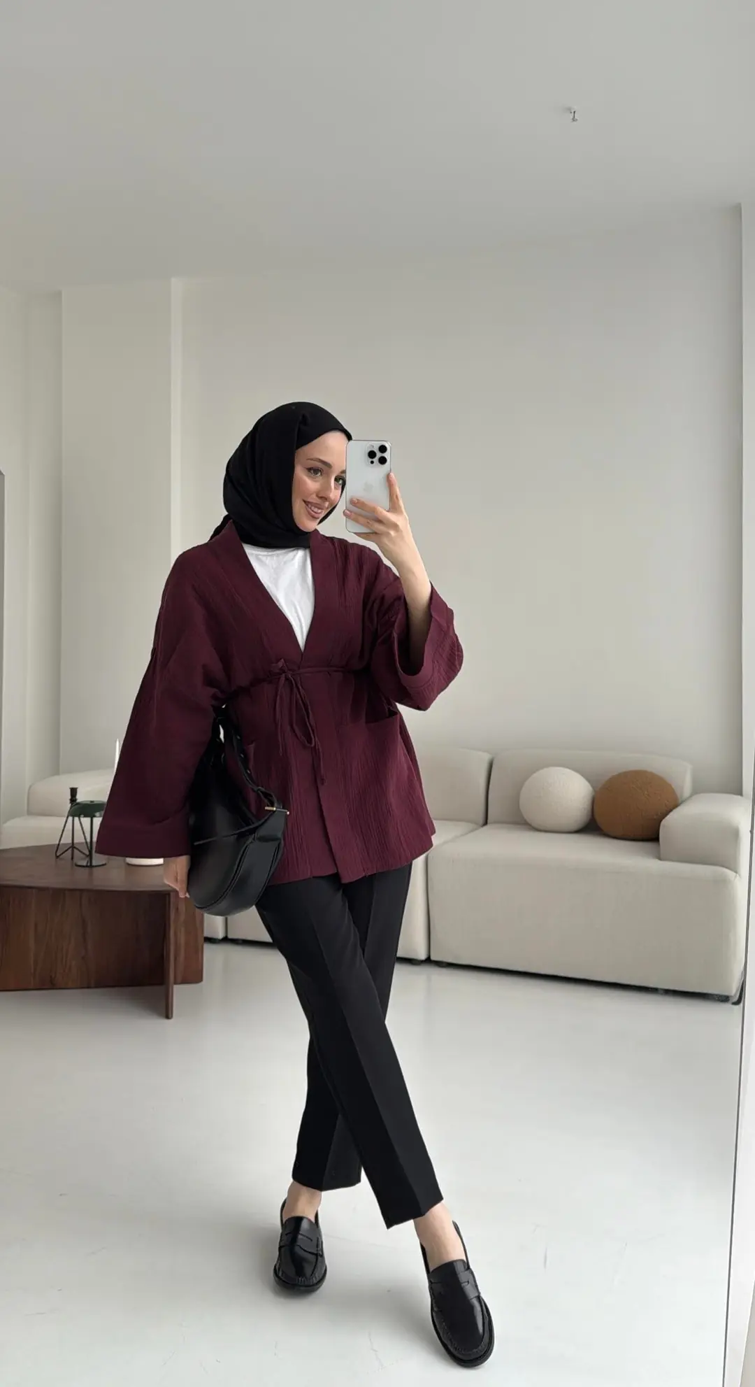 Müslin Kimono Bordo